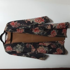 Solitaire Anthropologie Women's Floral Faux Suede long Duster